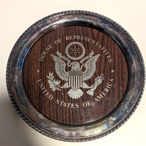 USA Political Memorabilia House of Representatives Silver Plate Tray Eagle 12"